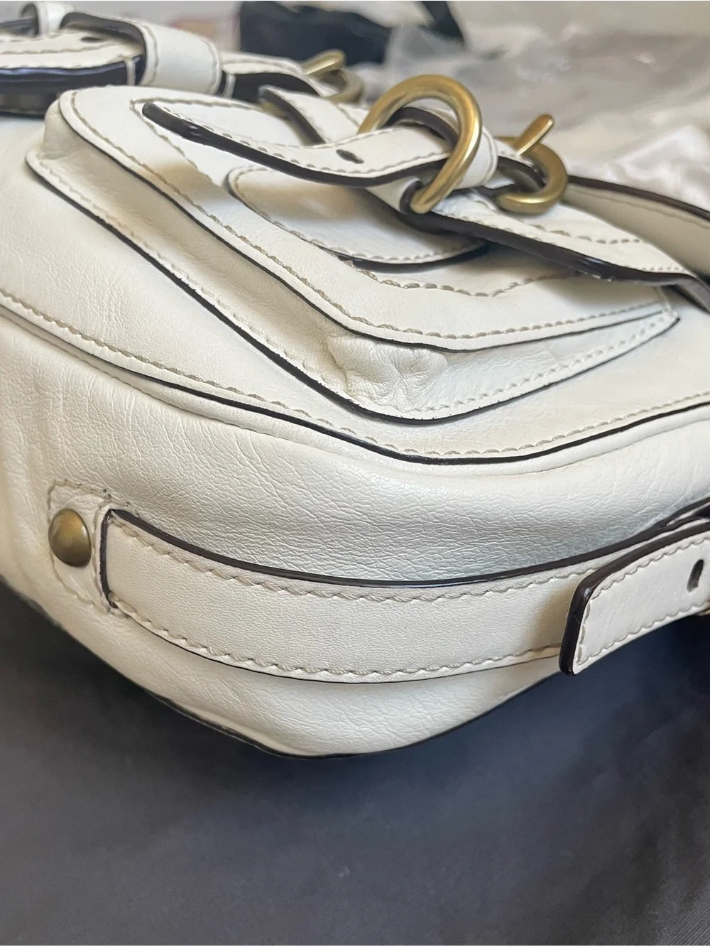 Coach Legacy Garcia Buckle Ivory leather Shoulder Bag (Preowned)